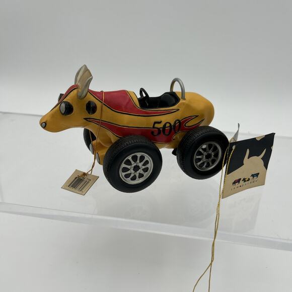 COW PARADE The UDDER 500 Race Car Flames Westland Gift 2006 Tag & Box #7728 👀👇 - Picture 11 of 16